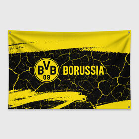 Флаг-баннер с принтом BORUSSIA / Боруссия в Кировске, 100% полиэстер | размер 67 х 109 см, плотность ткани — 95 г/м2; по краям флага есть четыре люверса для крепления | borussia | club | dortmund | footbal | logo | боруссия | дортмунд | знак | клуб | логотип | логотипы | символ | символы | форма | футбол | футбольная | футбольный