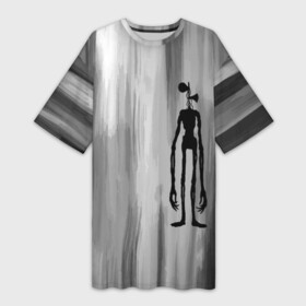 Платье-футболка 3D с принтом Сиреноголовый в Кировске,  |  | horror | siren head | zombie | великан | гигант | гуманоид | демон | зверь | зомби | инопланетянин | кости | мистика | монстр | нло | пришелец | сирена | сиреноголовый | скелет | страшный | существа | титан | триллер