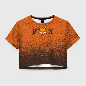 Женская футболка Crop-top 3D с принтом FOX в Кировске, 100% полиэстер | круглая горловина, длина футболки до линии талии, рукава с отворотами | animals | fox | foxes | foxy | ginger | животные | лис | лиса | лисенок | лисий | лисица | лисицы | лисичка | лисички | лисы | лисята | оранжевый