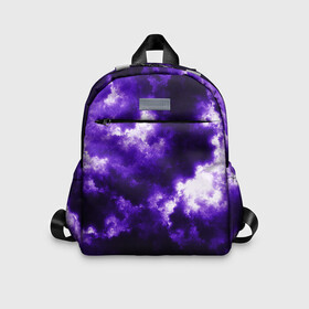 Детский рюкзак 3D с принтом Purple Clouds в Кировске, 100% полиэстер | лямки с регулируемой длиной, сверху петелька, чтобы рюкзак можно было повесить на вешалку. Основное отделение закрывается на молнию, как и внешний карман. Внутри дополнительный карман. По бокам два дополнительных кармашка | abstraction | clouds | glow | light | purple | purple clouds | texture | абстракция | облака | свет | свечение | текстура | фиолетовые тучи | фиолетовый