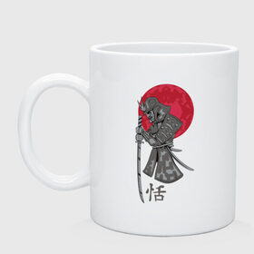 Кружка с принтом Самурай в Кировске, керамика | объем — 330 мл, диаметр — 80 мм. Принт наносится на бока кружки, можно сделать два разных изображения | japan | katana | moon | samurai | воин | воин самурай | доспехи | доспехи самурая | иероглиф | иероглифы | ироглиф | катана | луна | меч | нагабакама | рисунок | самурай | самурайское кимоно | солнце | хакама