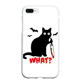 Чехол для iPhone 7Plus/8 Plus матовый с принтом What Cat (Halloween) в Кировске, Силикон | Область печати: задняя сторона чехла, без боковых панелей | Тематика изображения на принте: 