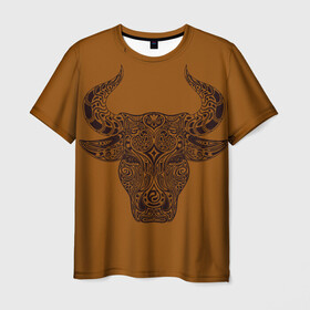 Мужская футболка 3D с принтом Святая корова в Кировске, 100% полиэфир | прямой крой, круглый вырез горловины, длина до линии бедер | голова быка | голова коровы | инь янь. | корова | татуировки | узоры
