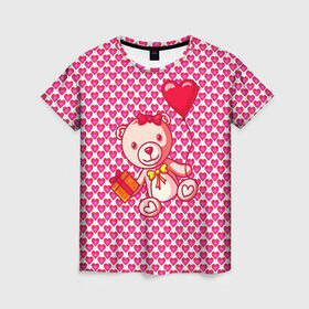 Женская футболка 3D с принтом Медвежонок сюрприз в Кировске, 100% полиэфир ( синтетическое хлопкоподобное полотно) | прямой крой, круглый вырез горловины, длина до линии бедер | baby | bear | love is | teddy | valentines | бабочка | бантик | валентина | влюбленный | воздушный шарик | девочка | игрушка | лучшая мама | любимая жена | люблю | любовь | малыш | марта | медведь | медвежата | милый