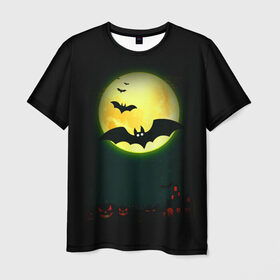 Мужская футболка 3D с принтом Halloween в Кировске, 100% полиэфир | прямой крой, круглый вырез горловины, длина до линии бедер | halloween | jack | lantern | pumpkin | светильник джека | хэллоуин