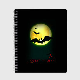 Тетрадь с принтом Halloween в Кировске, 100% бумага | 48 листов, плотность листов — 60 г/м2, плотность картонной обложки — 250 г/м2. Листы скреплены сбоку удобной пружинной спиралью. Уголки страниц и обложки скругленные. Цвет линий — светло-серый
 | halloween | jack | lantern | pumpkin | светильник джека | хэллоуин