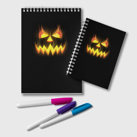 Блокнот с принтом Halloween в Кировске, 100% бумага | 48 листов, плотность листов — 60 г/м2, плотность картонной обложки — 250 г/м2. Листы скреплены удобной пружинной спиралью. Цвет линий — светло-серый
 | halloween | jack | lantern | pumpkin | светильник джека | хэллоуин
