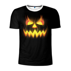 Мужская футболка 3D спортивная с принтом Halloween в Кировске, 100% полиэстер с улучшенными характеристиками | приталенный силуэт, круглая горловина, широкие плечи, сужается к линии бедра | halloween | jack | lantern | pumpkin | светильник джека | хэллоуин