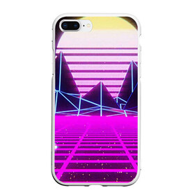 Чехол для iPhone 7Plus/8 Plus матовый с принтом Synthwave в Кировске, Силикон | Область печати: задняя сторона чехла, без боковых панелей | synthwave | горы | горы синтвэйва | неоновые горы | синтвэйв