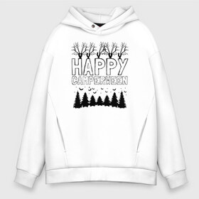 Мужское худи Oversize хлопок с принтом Happy Camperween в Кировске, френч-терри — 70% хлопок, 30% полиэстер. Мягкий теплый начес внутри —100% хлопок | боковые карманы, эластичные манжеты и нижняя кромка, капюшон на магнитной кнопке | 31 октября | halloween | halowen | ведьма | день всех святых | джек | костюм | кровь | лого | монстр | надпись | праздник | приведение | призрак | светильник | символ | страшная | тыква | ужасы | хеллоуин | хеллуин