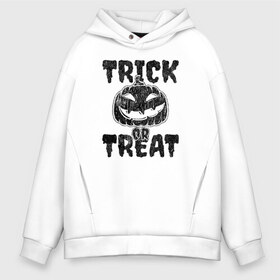 Мужское худи Oversize хлопок с принтом Trick or treat в Кировске, френч-терри — 70% хлопок, 30% полиэстер. Мягкий теплый начес внутри —100% хлопок | боковые карманы, эластичные манжеты и нижняя кромка, капюшон на магнитной кнопке | 31 октября | halloween | halowen | ведьма | день всех святых | джек | костюм | кровь | лого | монстр | надпись | праздник | приведение | призрак | светильник | символ | страшная | тыква | ужасы | хеллоуин | хеллуин