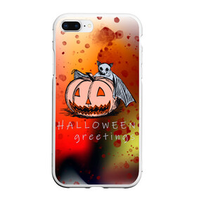 Чехол для iPhone 7Plus/8 Plus матовый с принтом Bat and pumpkin в Кировске, Силикон | Область печати: задняя сторона чехла, без боковых панелей | halloween | hallowen | halowen | helloween | день всех святых | летучая мышь | тыква | халовен | халовин | хеллуин | хеловин