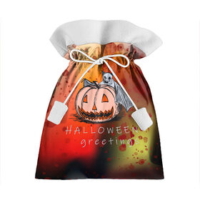 Подарочный 3D мешок с принтом Bat and pumpkin в Кировске, 100% полиэстер | Размер: 29*39 см | halloween | hallowen | halowen | helloween | день всех святых | летучая мышь | тыква | халовен | халовин | хеллуин | хеловин