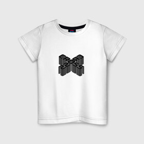 Детская футболка хлопок с принтом Cross / Перекрестие в Кировске, 100% хлопок | круглый вырез горловины, полуприлегающий силуэт, длина до линии бедер | 3d | 3д | black | cross | геометрия | крест | крестик | объём | прикольная надпись | фигура | чёрный