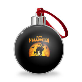 Ёлочный шар с принтом Helloween в Кировске, Пластик | Диаметр: 77 мм | halloween | ведьма | летучая мышь | полнолуние | привидение | призрак | тыква | хеллоуин | хелуин | хэллоин | хэллоуин | хэлоуин | хэлуин | черный кот