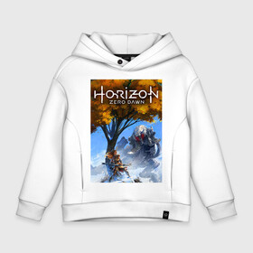 Детское худи Oversize хлопок с принтом HORIZON ZERO DAWN в Кировске, френч-терри — 70% хлопок, 30% полиэстер. Мягкий теплый начес внутри —100% хлопок | боковые карманы, эластичные манжеты и нижняя кромка, капюшон на магнитной кнопке | Тематика изображения на принте: game | horizon zero 2 | horizon zero dawn | древний арсенал | игра. | хоризон | хоризон 2 | хоризон зеро давн