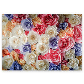 Поздравительная открытка с принтом Розы в Кировске, 100% бумага | плотность бумаги 280 г/м2, матовая, на обратной стороне линовка и место для марки
 | Тематика изображения на принте: бабочка | бабочки | девушкам | милый рисунок | природа | радуга | роза | розы | цветок | цветочек | цветочки | цветы | шипы | шипы и розы
