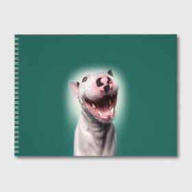 Альбом для рисования с принтом Bully в Кировске, 100% бумага
 | матовая бумага, плотность 200 мг. | bull terrier | ears | eyes | fangs | jaw | muzzle | nose | smile | бультерьер | глаза | клыки | нос | пасть | улыбка | уши