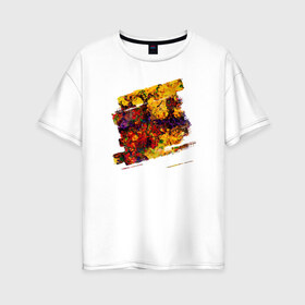Женская футболка хлопок Oversize с принтом Взрыв цвета в Кировске, 100% хлопок | свободный крой, круглый ворот, спущенный рукав, длина до линии бедер
 | желтый | красный | синий | фиолетовый | чёрный