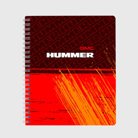 Тетрадь с принтом HUMMER Хаммер в Кировске, 100% бумага | 48 листов, плотность листов — 60 г/м2, плотность картонной обложки — 250 г/м2. Листы скреплены сбоку удобной пружинной спиралью. Уголки страниц и обложки скругленные. Цвет линий — светло-серый
 | Тематика изображения на принте: auto | gmc | humer | hummer | logo | moto | symbol | авто | автомобиль | гонки | знак | лого | логотип | логотипы | марка | машина | мото | символ | символы | хамер | хаммер
