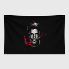 Флаг-баннер с принтом Dexter в Кировске, 100% полиэстер | размер 67 х 109 см, плотность ткани — 95 г/м2; по краям флага есть четыре люверса для крепления | dexter | декстер | декстер морган | дэкстер | дэкстэр | сериал | сериалы