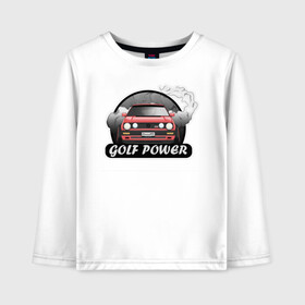 Детский лонгслив хлопок с принтом Golf power в Кировске, 100% хлопок | круглый вырез горловины, полуприлегающий силуэт, длина до линии бедер | car | drift | golf | race | автомобиль | гольф | гонки | дрифт | машина