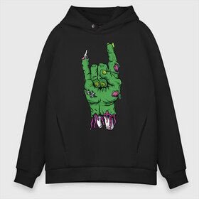 Мужское худи Oversize хлопок с принтом ROCK ZOMBIE в Кировске, френч-терри — 70% хлопок, 30% полиэстер. Мягкий теплый начес внутри —100% хлопок | боковые карманы, эластичные манжеты и нижняя кромка, капюшон на магнитной кнопке | blood | diablo | haloween | horror | дьявол | зомби | кости | кровь | мясо | страшилка | ужасы | хеллоуин | хелоуин