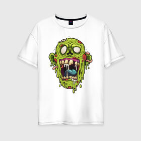 Женская футболка хлопок Oversize Зомби: в Кировске, 100% хлопок | свободный крой, круглый ворот, спущенный рукав, длина до линии бедер
 | blood | diablo | haloween | horror | дьявол | зомби | кости | кровь | мясо | страшилка | ужасы | хеллоуин | хелоуин