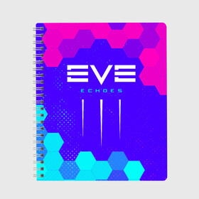 Тетрадь с принтом EVE ECHOES ИВ ЭХО в Кировске, 100% бумага | 48 листов, плотность листов — 60 г/м2, плотность картонной обложки — 250 г/м2. Листы скреплены сбоку удобной пружинной спиралью. Уголки страниц и обложки скругленные. Цвет линий — светло-серый
 | Тематика изображения на принте: echo | echoes | eve | game | games | logo | online | space | ев онлайн | ев эхо | еве | ив онлайн | ив эхо | игра | игры | космос | лого | логотип | логотипы | онлайн | символ | символы | эхо | эхос