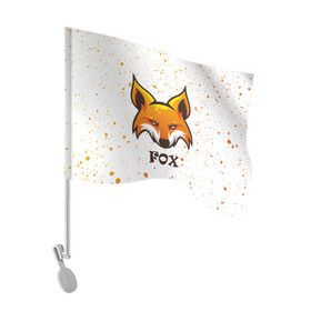 Флаг для автомобиля с принтом FOX в Кировске, 100% полиэстер | Размер: 30*21 см | animals | fox | foxes | foxy | ginger | животные | лис | лиса | лисенок | лисий | лисица | лисицы | лисичка | лисички | лисы | лисята | оранжевый