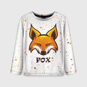 Детский лонгслив 3D с принтом FOX в Кировске, 100% полиэстер | длинные рукава, круглый вырез горловины, полуприлегающий силуэт
 | animals | fox | foxes | foxy | ginger | животные | лис | лиса | лисенок | лисий | лисица | лисицы | лисичка | лисички | лисы | лисята | оранжевый