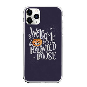 Чехол для iPhone 11 Pro Max матовый с принтом Halloween. Haunted house. в Кировске, Силикон |  | 31 октября | halloween | purple | scary | to the haunted house | welcome | буквы | день всех святых | дом с привидениями | каллиграфия | леттеринг | надпись | октябрь | осень | праздник | привидение | призрак | тыква | ужас