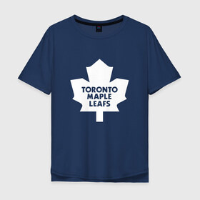 Мужская футболка хлопок Oversize с принтом Торонто Мейпл Лифс в Кировске, 100% хлопок | свободный крой, круглый ворот, “спинка” длиннее передней части | Тематика изображения на принте: hockey | maple leafs | nhl | toronto | toronto maple leafs | usa | мейпл лифс | нхл | спорт | сша | торонто | торонто мейпл лифс | хоккей | шайба