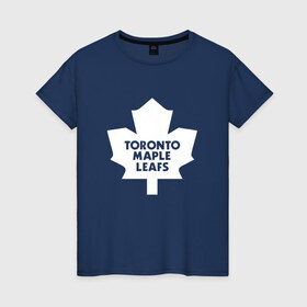 Женская футболка хлопок с принтом Торонто Мейпл Лифс в Кировске, 100% хлопок | прямой крой, круглый вырез горловины, длина до линии бедер, слегка спущенное плечо | hockey | maple leafs | nhl | toronto | toronto maple leafs | usa | мейпл лифс | нхл | спорт | сша | торонто | торонто мейпл лифс | хоккей | шайба