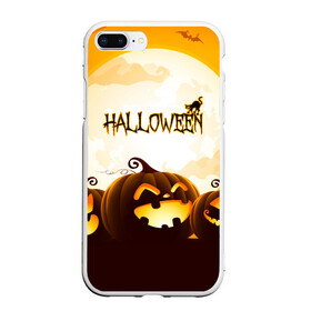 Чехол для iPhone 7Plus/8 Plus матовый с принтом HALLOWEEN в Кировске, Силикон | Область печати: задняя сторона чехла, без боковых панелей | bones | ghost | halloween | pumpkin | skull | кости | летучие мыши | приведение | призрак | скелет | тыква | хеллоуин | хоррор | хэллоуин