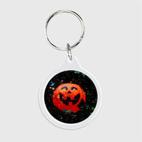 Брелок круглый с принтом Pumpkin в Кировске, пластик и полированная сталь | круглая форма, металлическое крепление в виде кольца | halloween | pumpkin head devil | тыква джек | хэллоуин