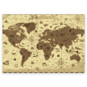 Поздравительная открытка с принтом Карта мира в Кировске, 100% бумага | плотность бумаги 280 г/м2, матовая, на обратной стороне линовка и место для марки
 | география | карта | карта мира | корабли | моряки