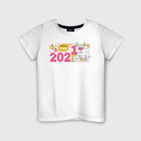 Детская футболка хлопок с принтом 2021 год быка в Кировске, 100% хлопок | круглый вырез горловины, полуприлегающий силуэт, длина до линии бедер | 2021 | бык | год быка | год коровы | новый год | символ года