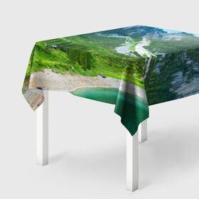 Скатерть 3D с принтом Альпийские горы в Кировске, 100% полиэстер (ткань не мнется и не растягивается) | Размер: 150*150 см | Тематика изображения на принте: альпийские горы | альпы | гора | горы | озеро
