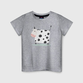 Детская футболка хлопок с принтом коровка в Кировске, 100% хлопок | круглый вырез горловины, полуприлегающий силуэт, длина до линии бедер | Тематика изображения на принте: 2021 | бык | год быка | год коровы | новый год | символ года