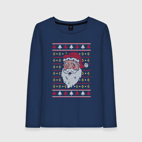 Женский лонгслив хлопок с принтом Рождественский свитер с Сантой в Кировске, 100% хлопок |  | 