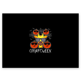 Поздравительная открытка с принтом Girawoween в Кировске, 100% бумага | плотность бумаги 280 г/м2, матовая, на обратной стороне линовка и место для марки
 | Тематика изображения на принте: 31 октября | halloween | halowen | ведьма | день всех святых | джек | костюм | кровь | лого | монстр | надпись | праздник | приведение | призрак | светильник | символ | страшная | тыква | ужасы | хеллоуин | хеллуин