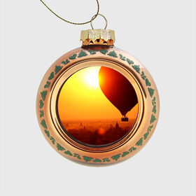 Стеклянный ёлочный шар с принтом Город в пустыне в Кировске, Стекло | Диаметр: 80 мм | закат | оранжевый | пустыня | солнце