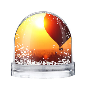 Снежный шар с принтом Город в пустыне в Кировске, Пластик | Изображение внутри шара печатается на глянцевой фотобумаге с двух сторон | закат | оранжевый | пустыня | солнце