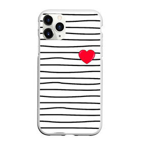 Чехол для iPhone 11 Pro Max матовый с принтом Полоски с сердцем в Кировске, Силикон |  | любовь | милый | модный | полоски | розовый | семья | сердце | чёрный