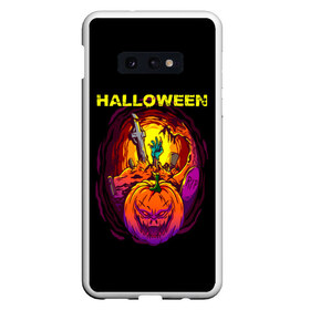 Чехол для Samsung S10E с принтом Halloween в Кировске, Силикон | Область печати: задняя сторона чехла, без боковых панелей | 31 октября | halloween | halowen | ведьма | день всех святых | джек | костюм | кровь | лого | монстр | надпись | праздник | приведение | призрак | светильник | символ | страшная | тыква | ужасы | хеллоуин | хеллуин