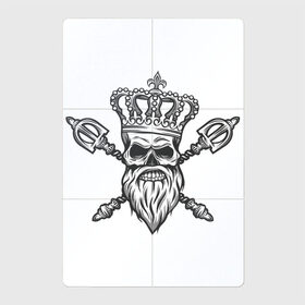 Магнитный плакат 2Х3 с принтом Череп короля в Кировске, Полимерный материал с магнитным слоем | 6 деталей размером 9*9 см | арт | белый | борода | вектор | карандаш | корона | рисунок | рисунок карандашом | череп | чёрный