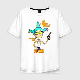 Мужская футболка хлопок Oversize с принтом MC LAO в Кировске, 100% хлопок | свободный крой, круглый ворот, “спинка” длиннее передней части | Тематика изображения на принте: mc lao | mclao | бан | блогер | богатыри | лайрафортнайт | мельница | мслао