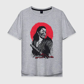 Мужская футболка хлопок Oversize с принтом Японский Воин Самурай в Кировске, 100% хлопок | свободный крой, круглый ворот, “спинка” длиннее передней части | art | blade | blood | illustration | japan | japanese | katana | mask | moon | ronin | samurai | sekiro | shogun | sword | tsushima | warrior | арт | в маске | иллюстрация | катана | кровавая | луна | мерч | меч | отступник | ронин | сегун |