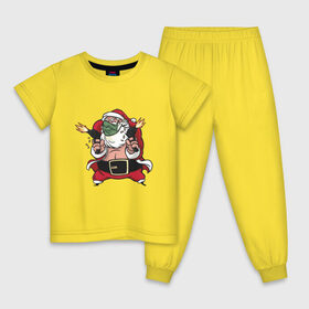 Детская пижама хлопок с принтом Злой Санта с пулемётами в Кировске, 100% хлопок |  брюки и футболка прямого кроя, без карманов, на брюках мягкая резинка на поясе и по низу штанин
 | 